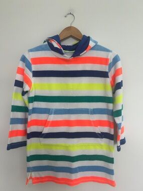 Mini Boden Striped Toweling Beach  Hoodie Swim Cover Up Size 9-10